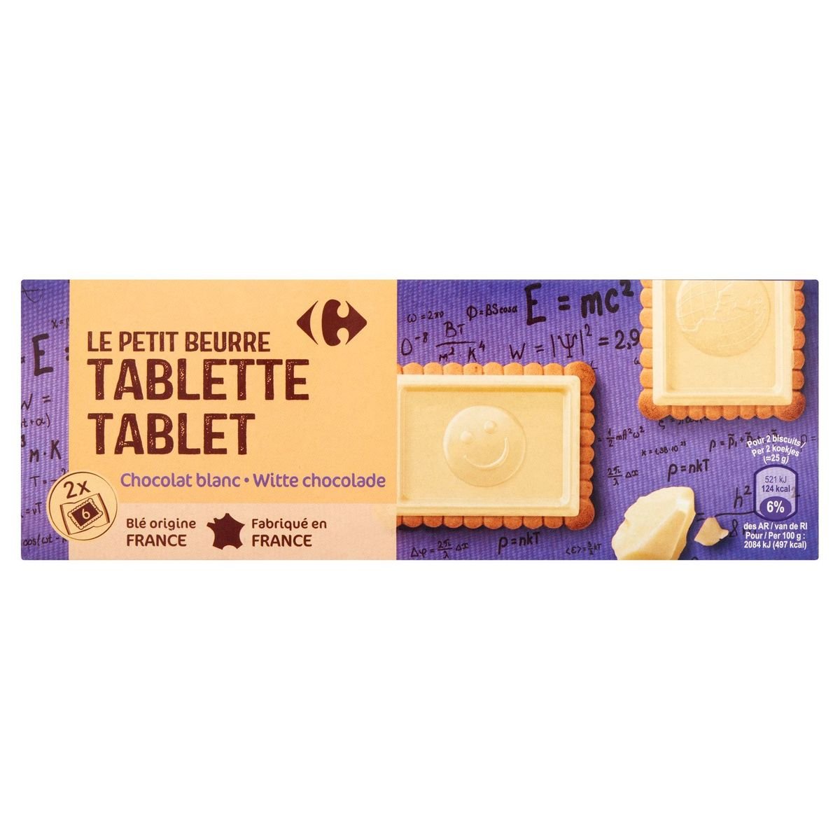Carrefour le Petit Beurre Tablette Chocolat Blanc 2 x 6 Pièces 150 g