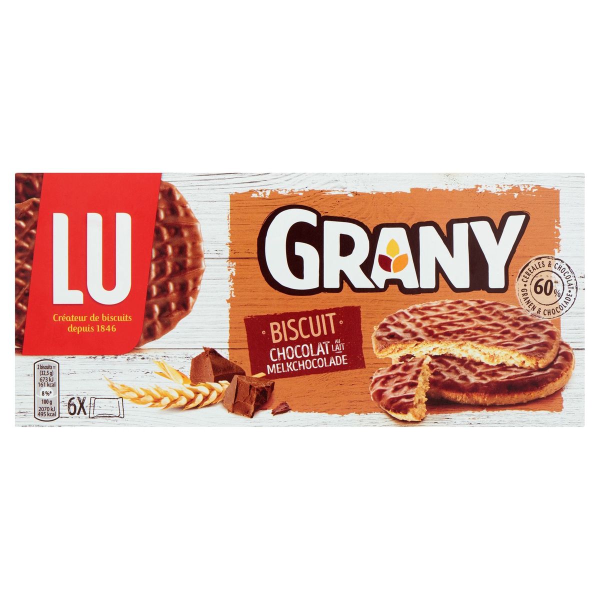 LU Grany Biscuits Chocolat Au Lait 6 Sachets 195 g