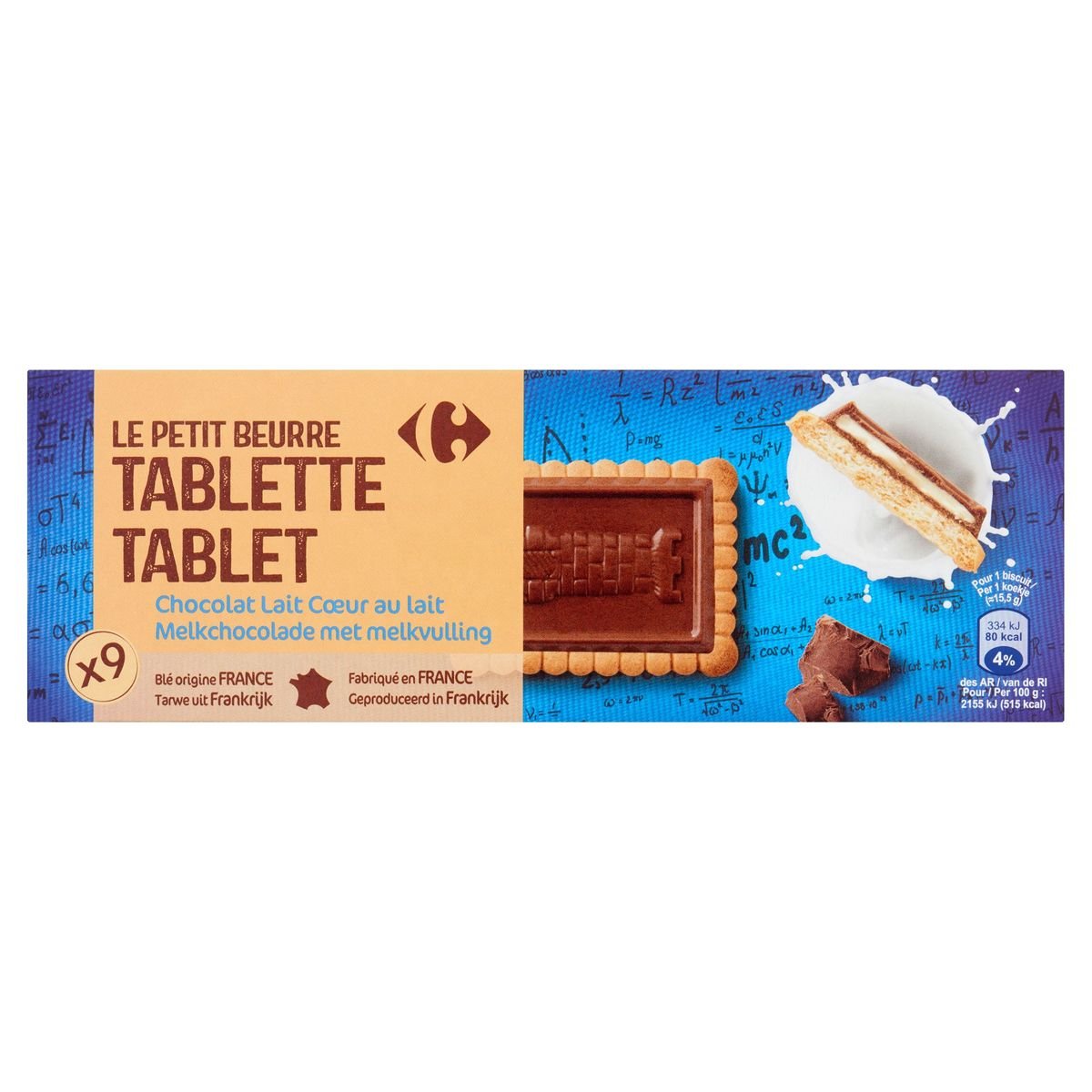 Carrefour Le Petit Beurre Tablette Chocolat Lait 9 Pièces 140 g