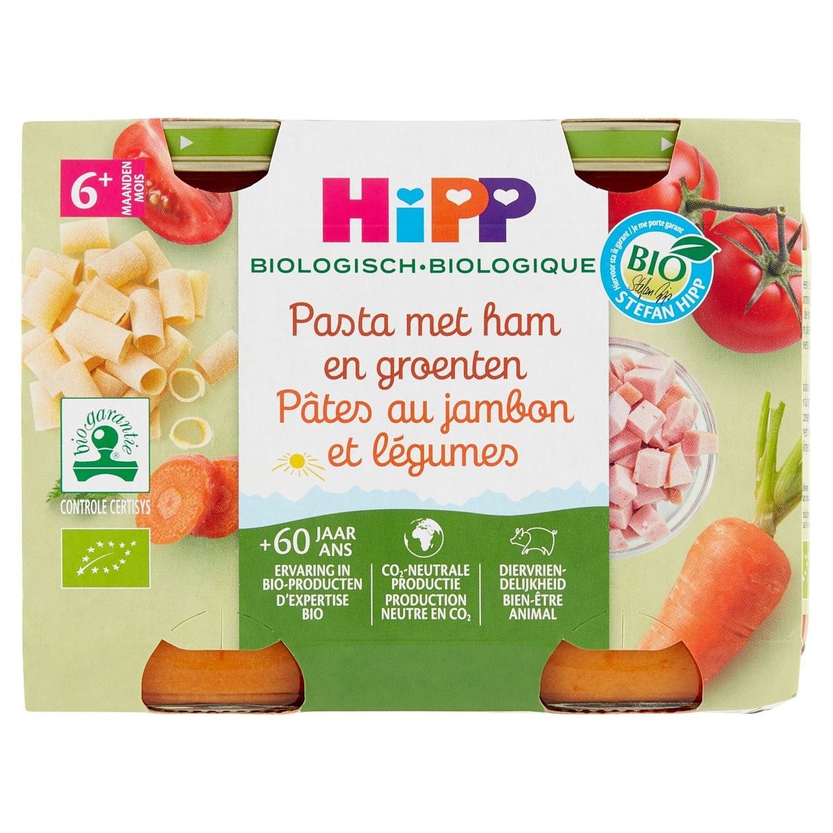 HiPP Biologisch Pasta met Ham en Groenten 6+ Maanden 2 x 190 g