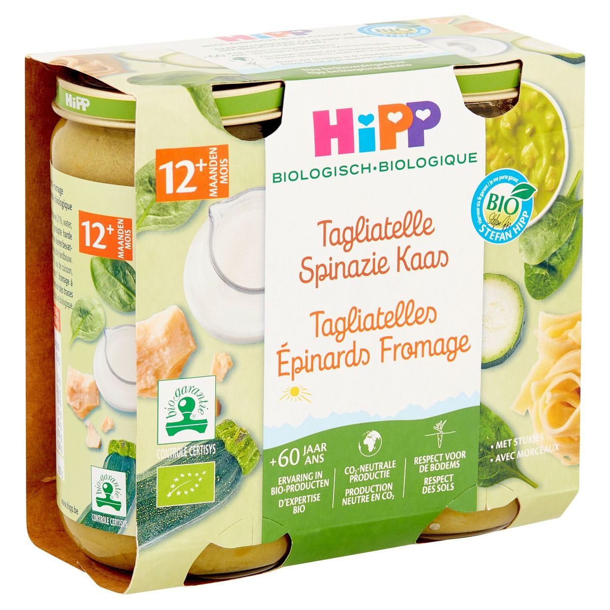 HiPP Biologisch Tagliatelle Spinazie Kaas 12+ Maanden 2 x 250 g
