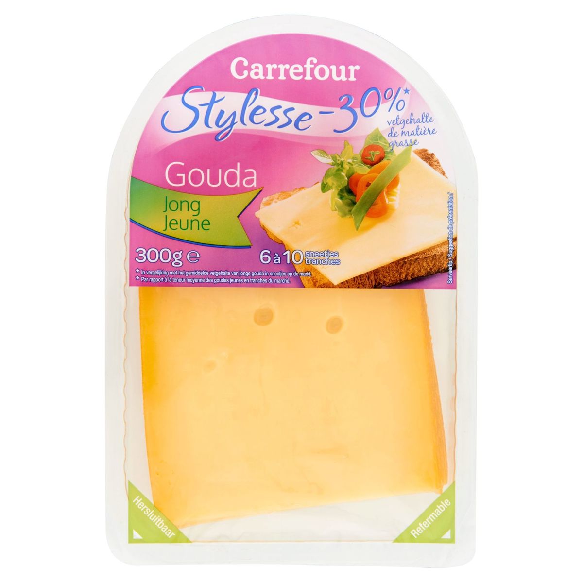 Carrefour Stylesse Gouda Jeune 6 à 10 Tranches 300 g
