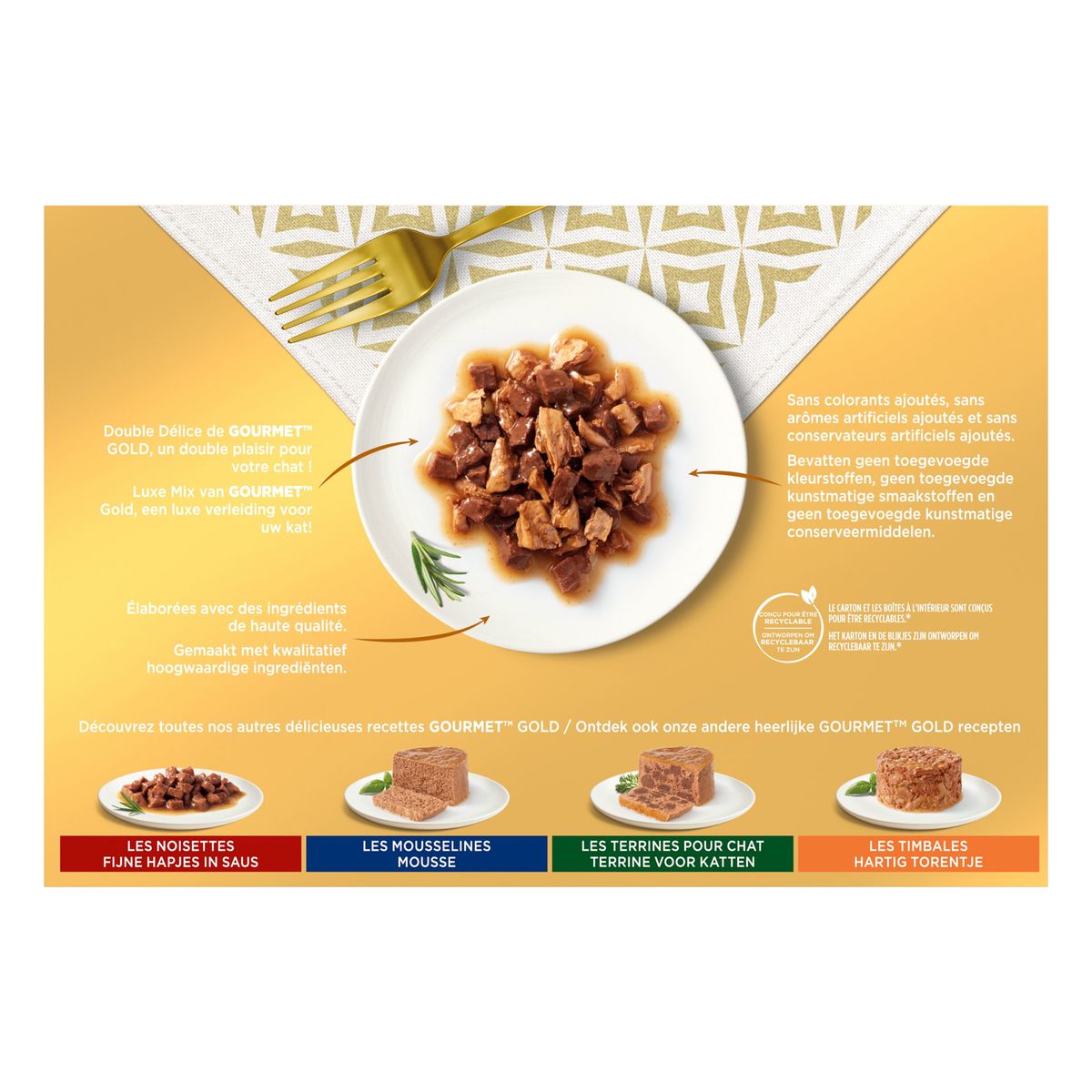 Gourmet Gold Kattenvoeding Luxe Mix Vlees en Vis in Saus 12x85g