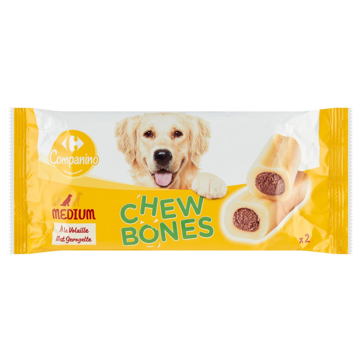 Carrefour Companino Chew Bones Medium met Gevogelte 2 Stuks 200 g