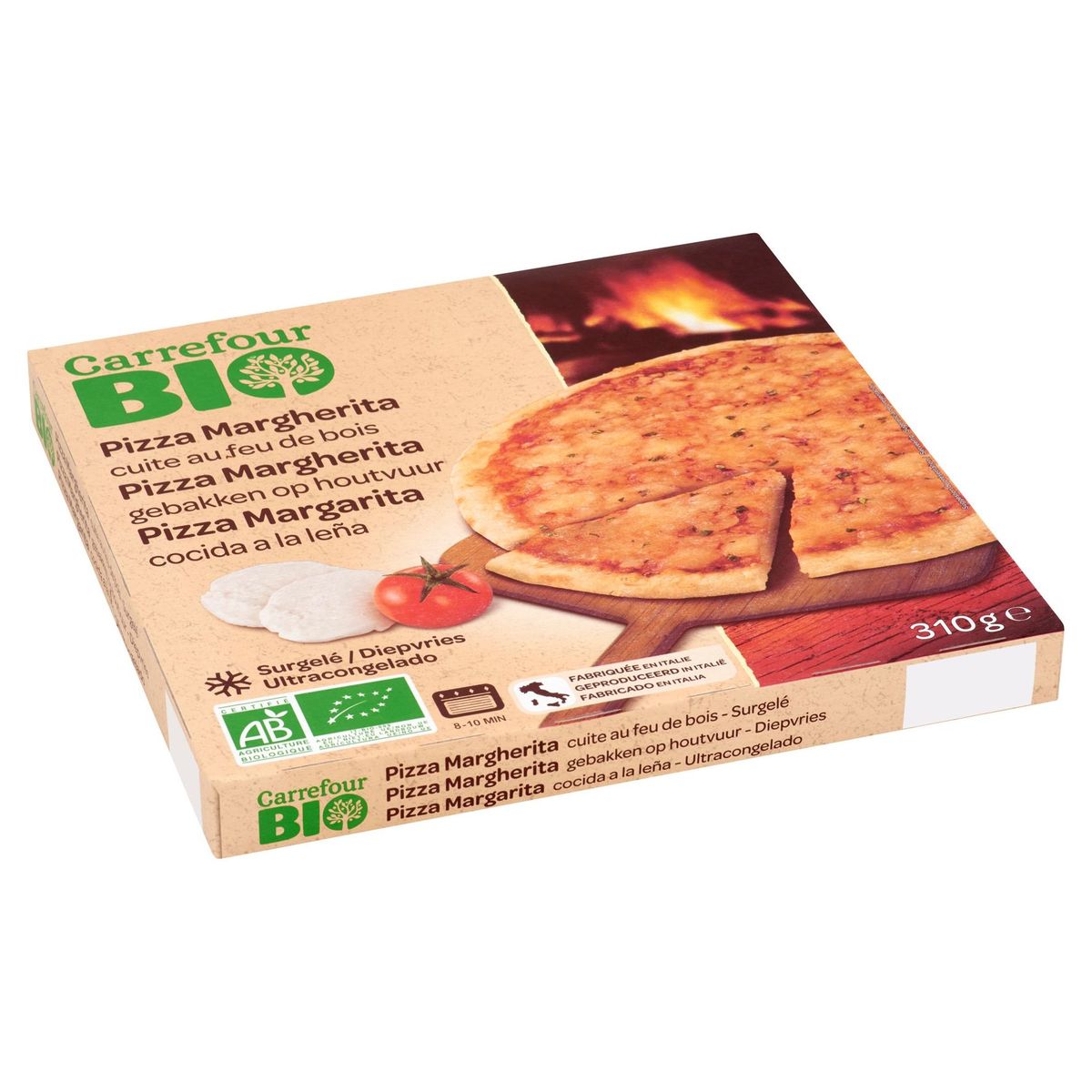 Carrefour Bio Pizza Margherita Cuite au Feu de Bois 310 g