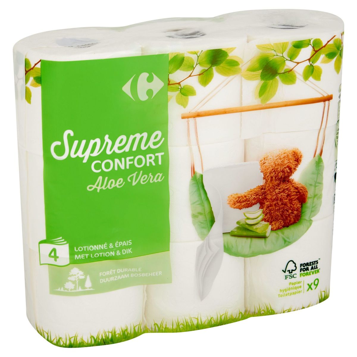 Carrefour Supreme Confort Aloe Vera 4-Laags 9 Rollen