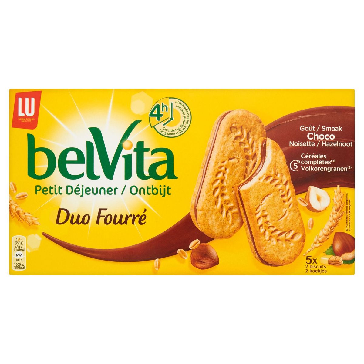LU BelVita Duo Fourré Petit Déjeuner Biscuits Choco Noisette 253 g
