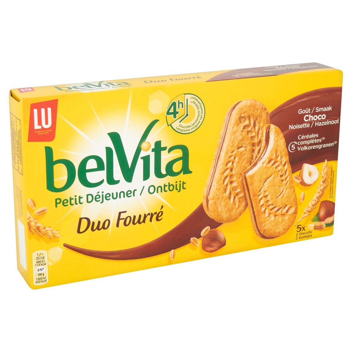 LU BelVita Duo Fourré Petit Déjeuner Biscuits Choco Noisette 253 g