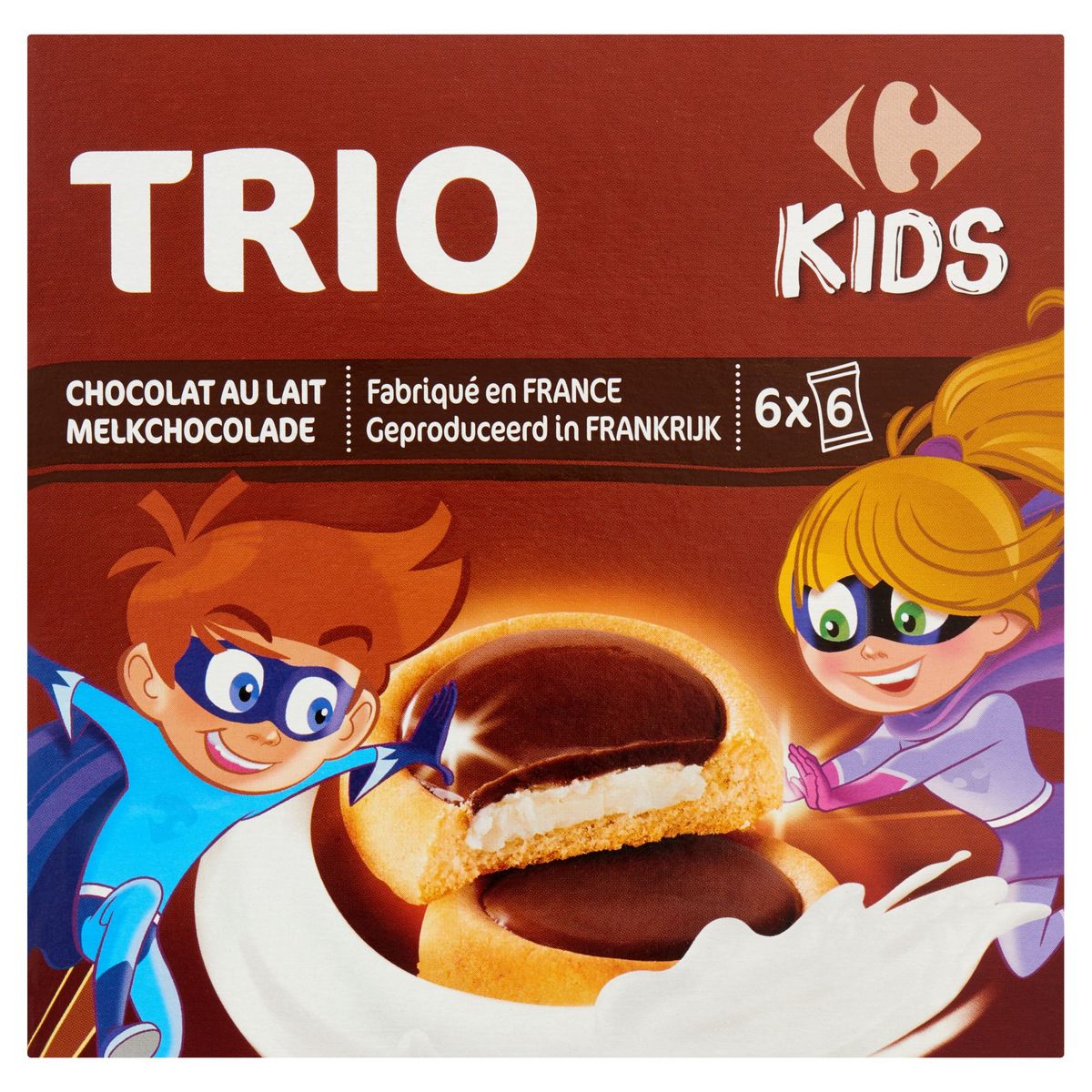Carrefour Kids Trio Melkchocolade de Super Kids 6 x 6 Stuks 225 g