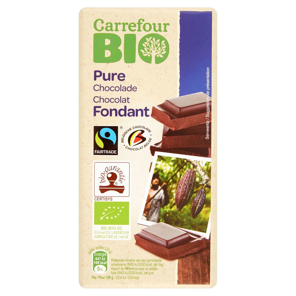 Voor type Begrijpen doen alsof Carrefour Bio Pure Chocolade 100 g | Carrefour Site