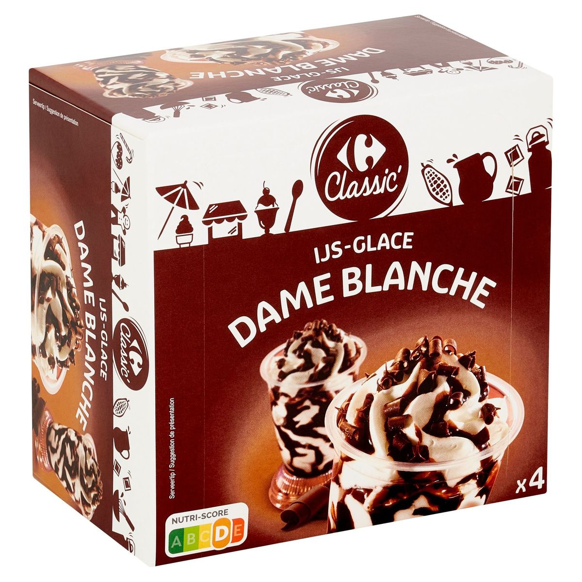Carrefour Classic' Ijs Dame Blanche 4 Stuks 336 g