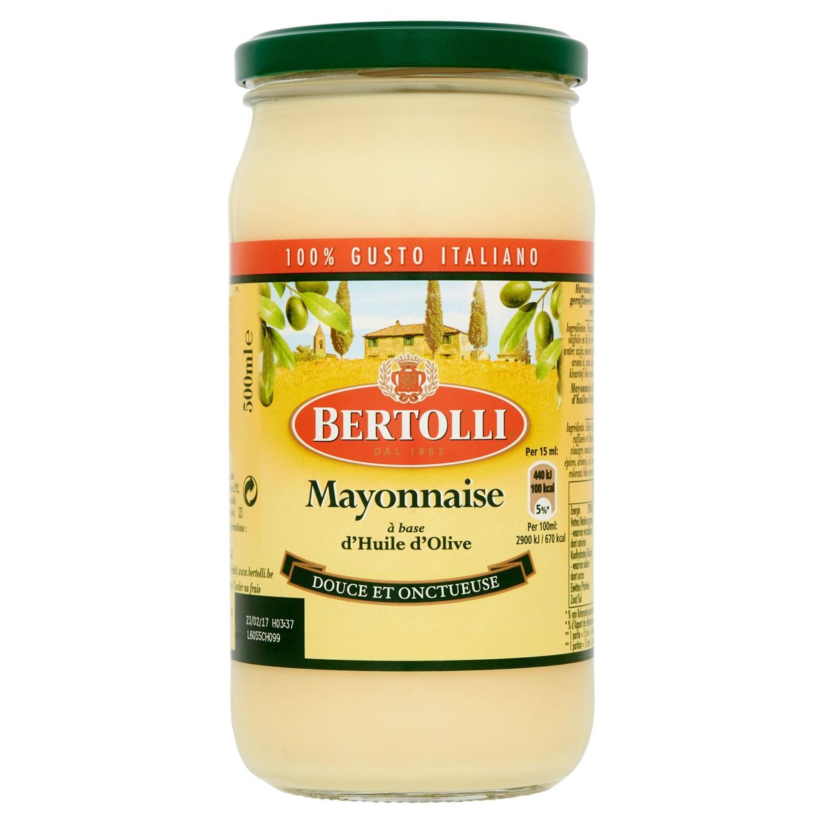 Bertolli Mayonnaise à Base d'Huile d'Olive 500 ml