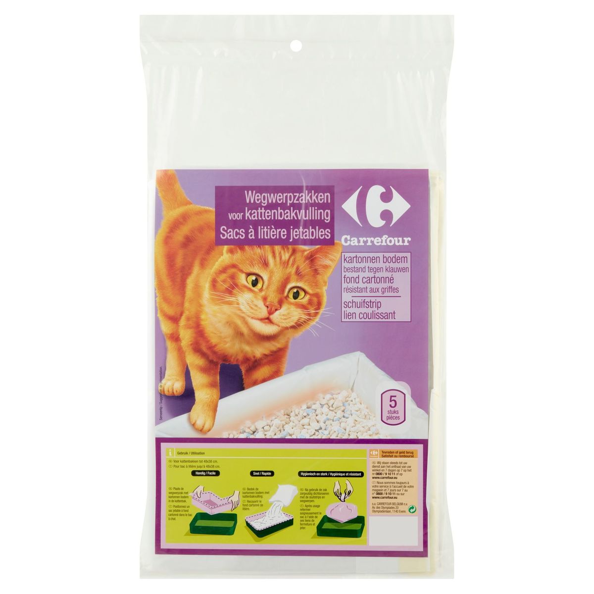Carrefour Wegwerpzakken voor Kattenbakvulling 5 Stuks