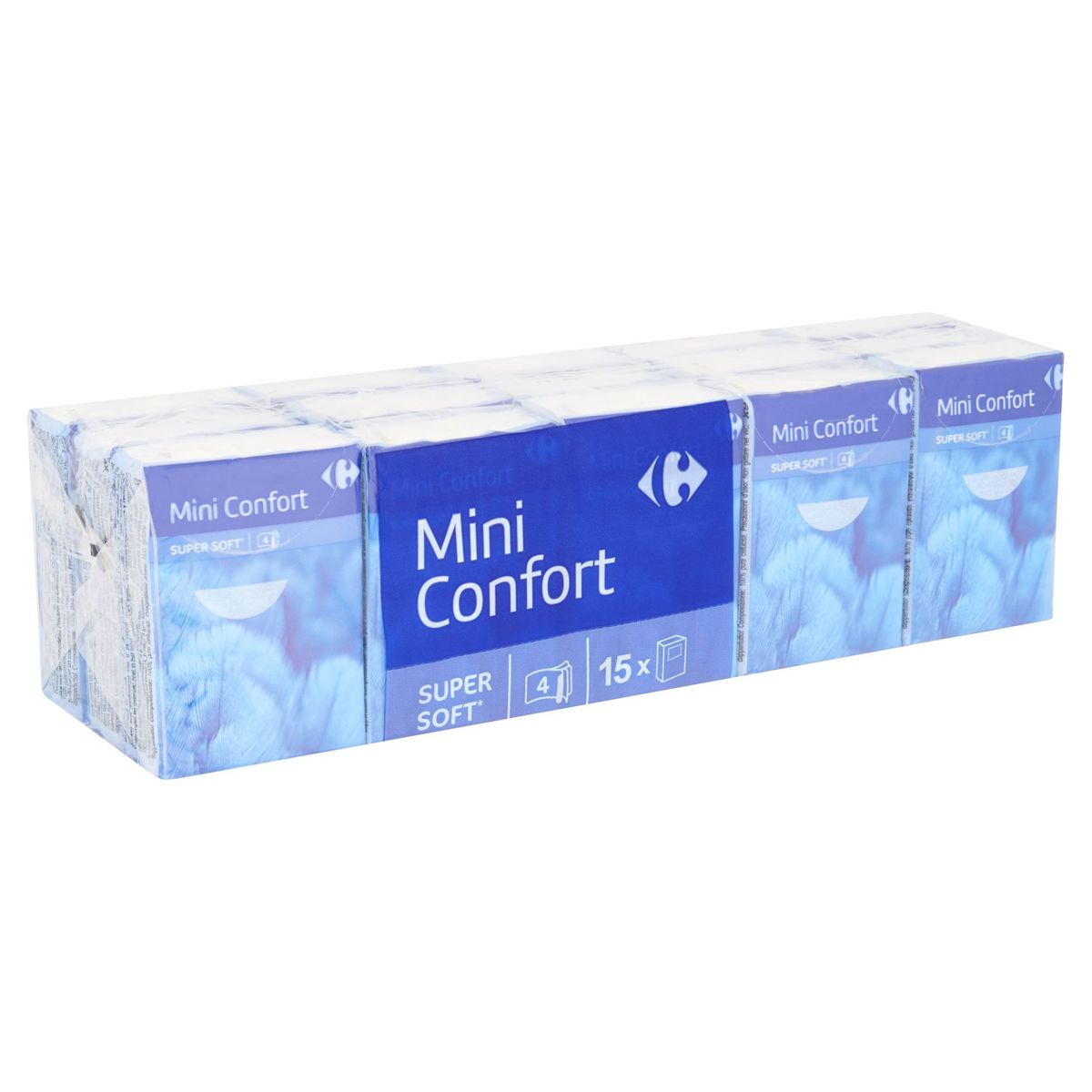 Carrefour Mini Confort 4-Épaisseurs 15 Étuis de Mouchoirs