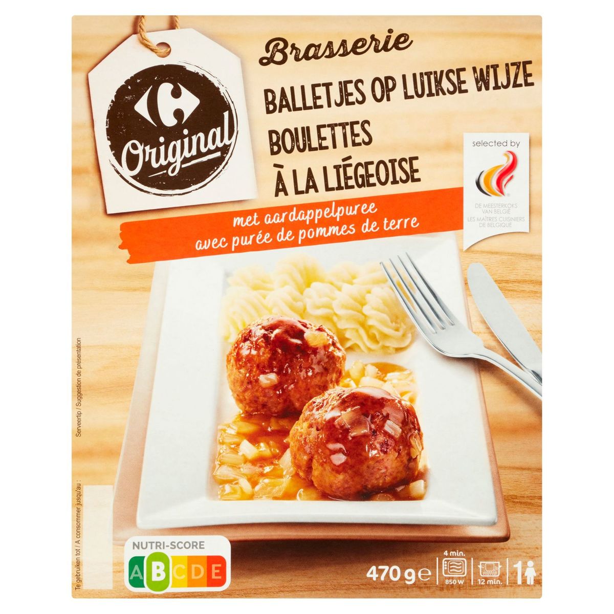Carrefour Original Brasserie Boulettes à la Liégeoise avec Purée de Pommes de Terre 470 g