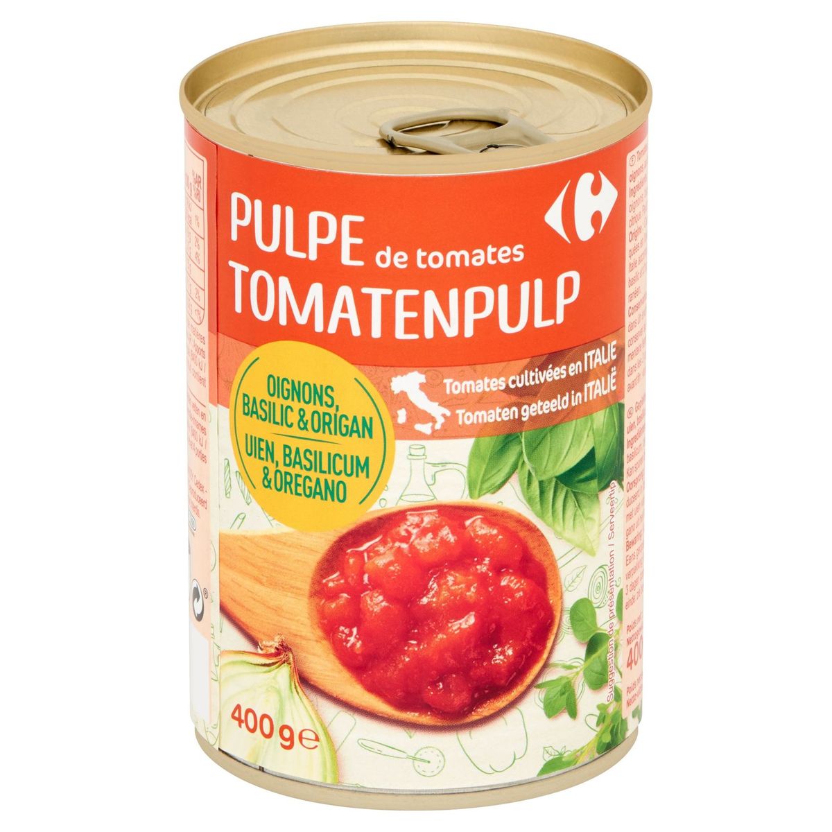 Carrefour Tomatenpulp Uien, Basilicum & Oregano 400 g
