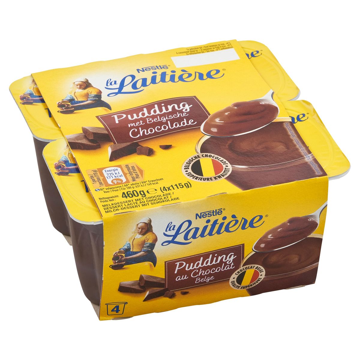 La Laitière Pudding met Volle Melk met Belgische Chocolade 4 x 115 g