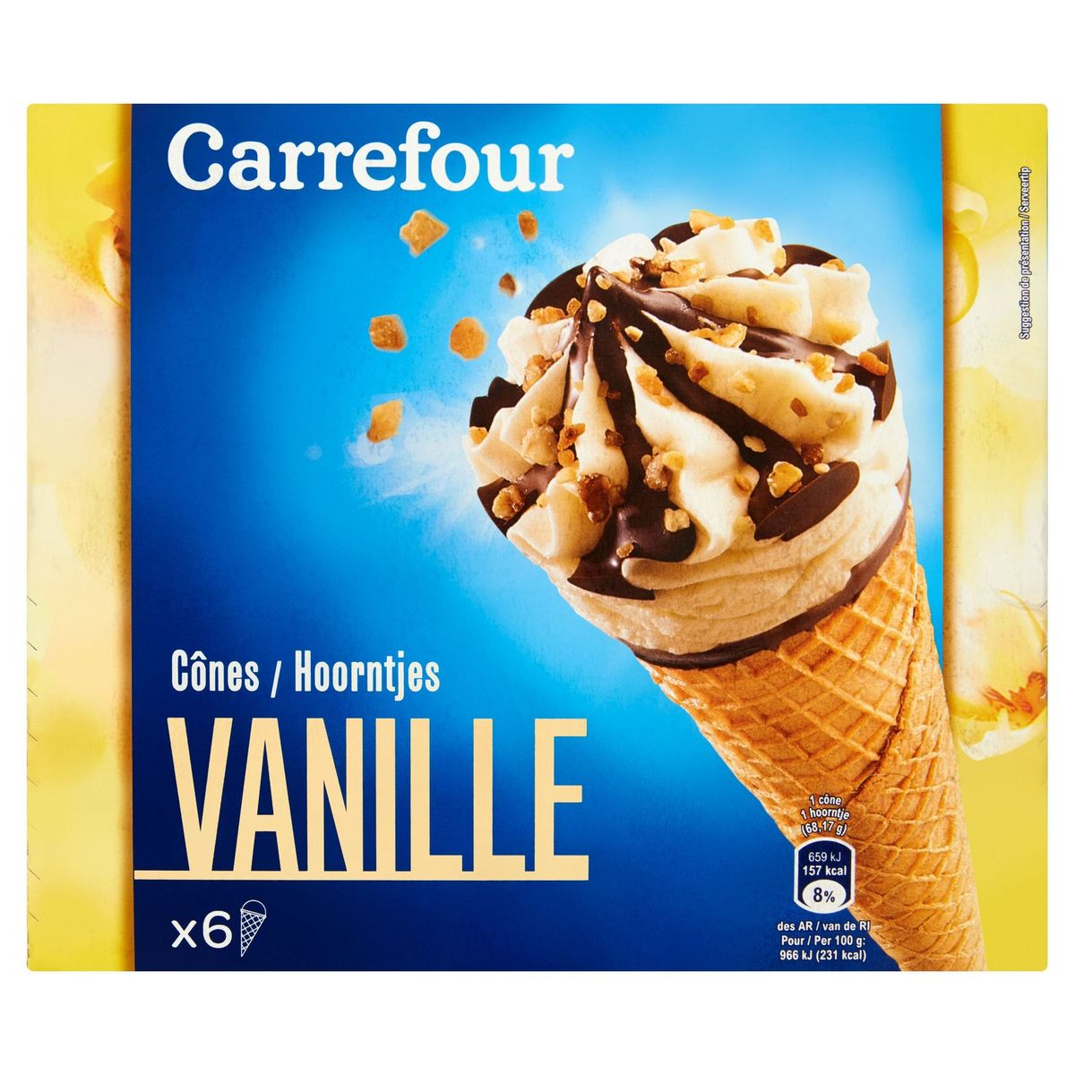 Carrefour Cônes Vanille 6 x 68.17 g