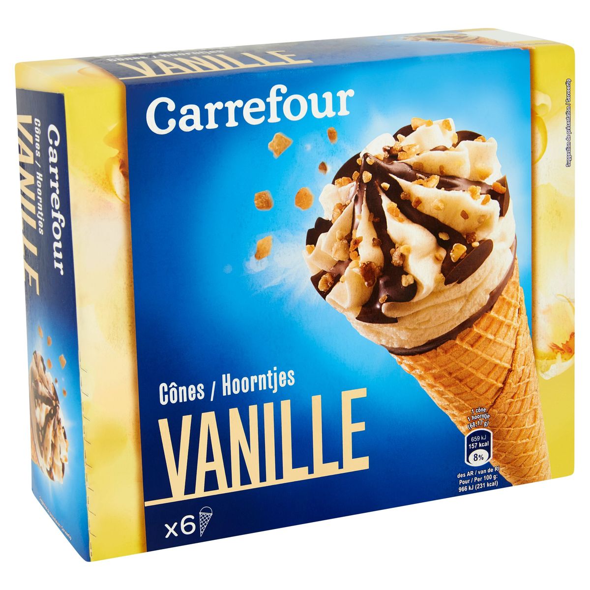 Carrefour Cônes Vanille 6 pc
