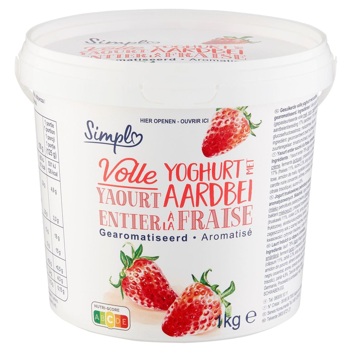 Simpl Vole Yoghurt met Aardbei Gearomatiseerd 1 kg