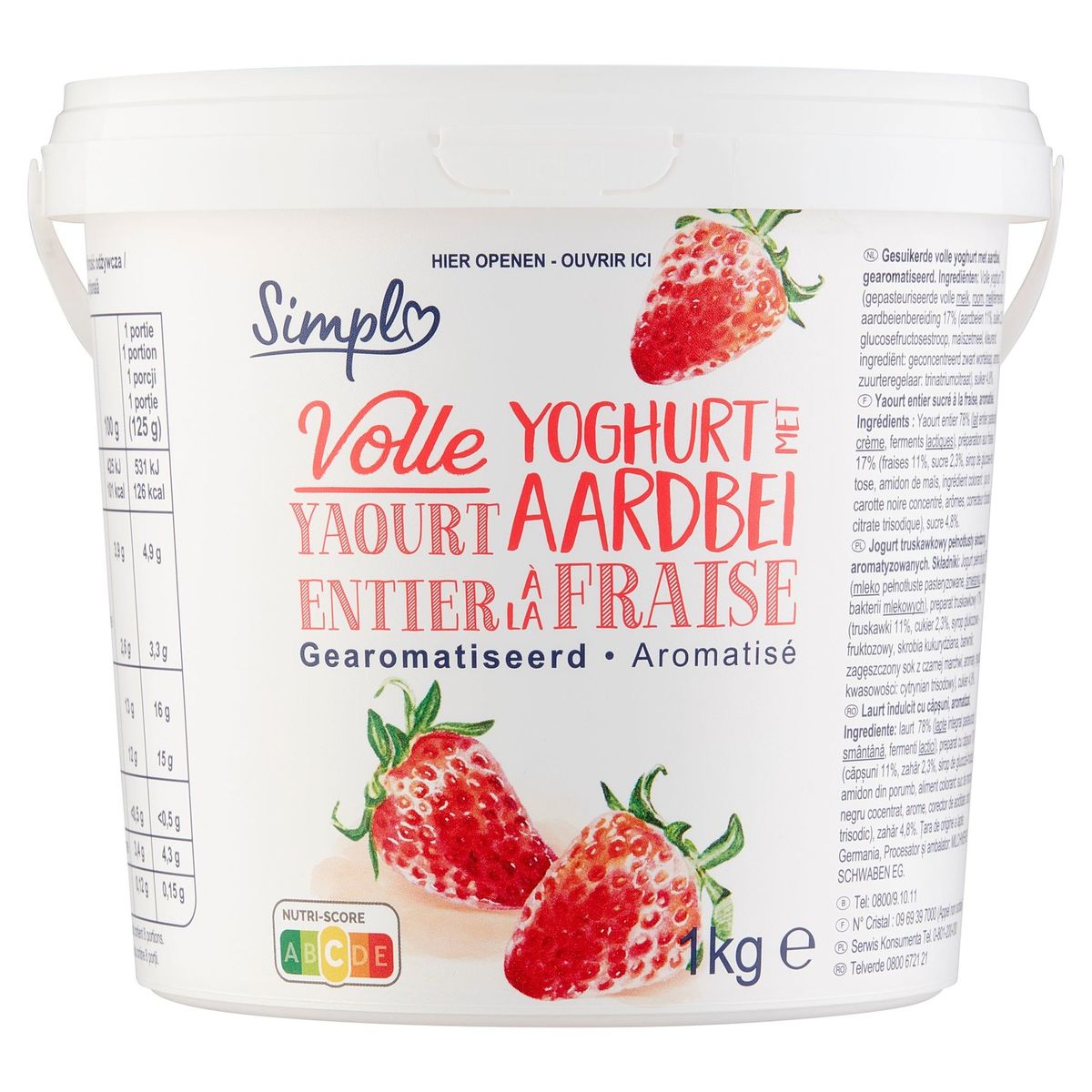 Simpl Vole Yoghurt met Aardbei Gearomatiseerd 1 kg