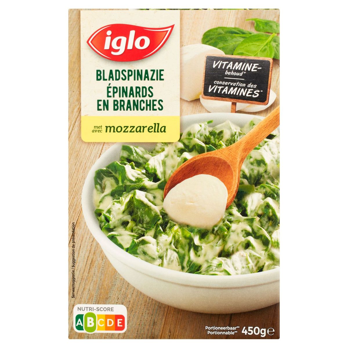 Iglo Bladspinazie met Mozzarella 450 g