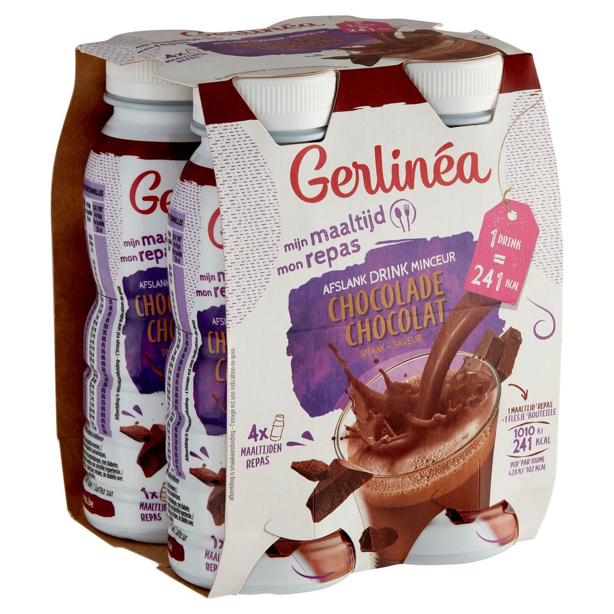 Gerlinéa Mijn Maaltijd Afslank Drink Chocolade Smaak 4 x 236 ml