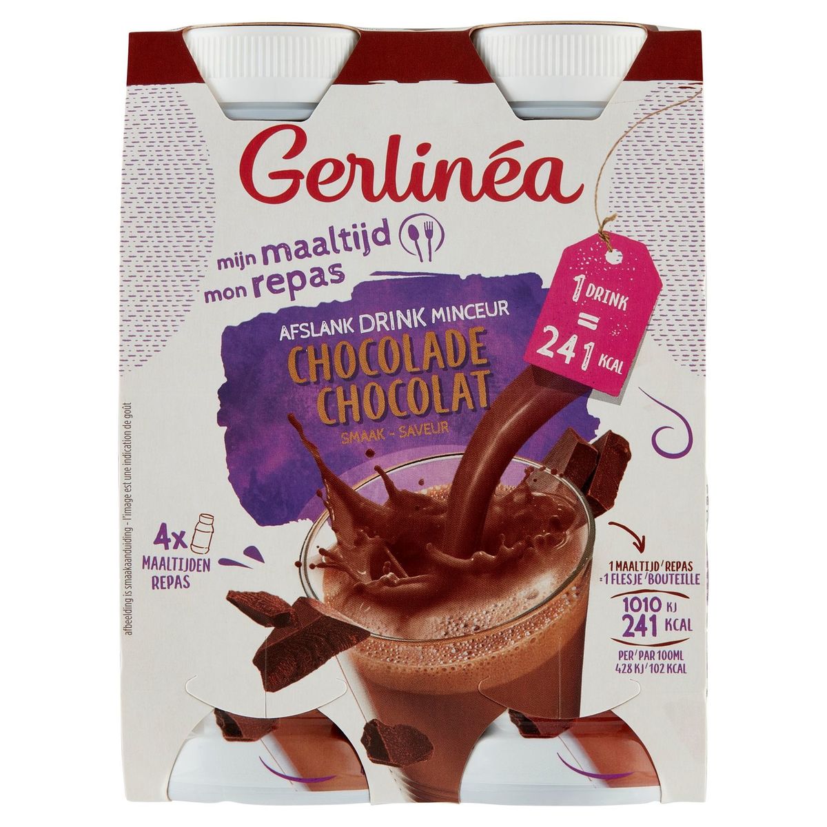 Gerlinéa Mijn Maaltijd Afslank Drink Chocolade Smaak 4 x 236 ml