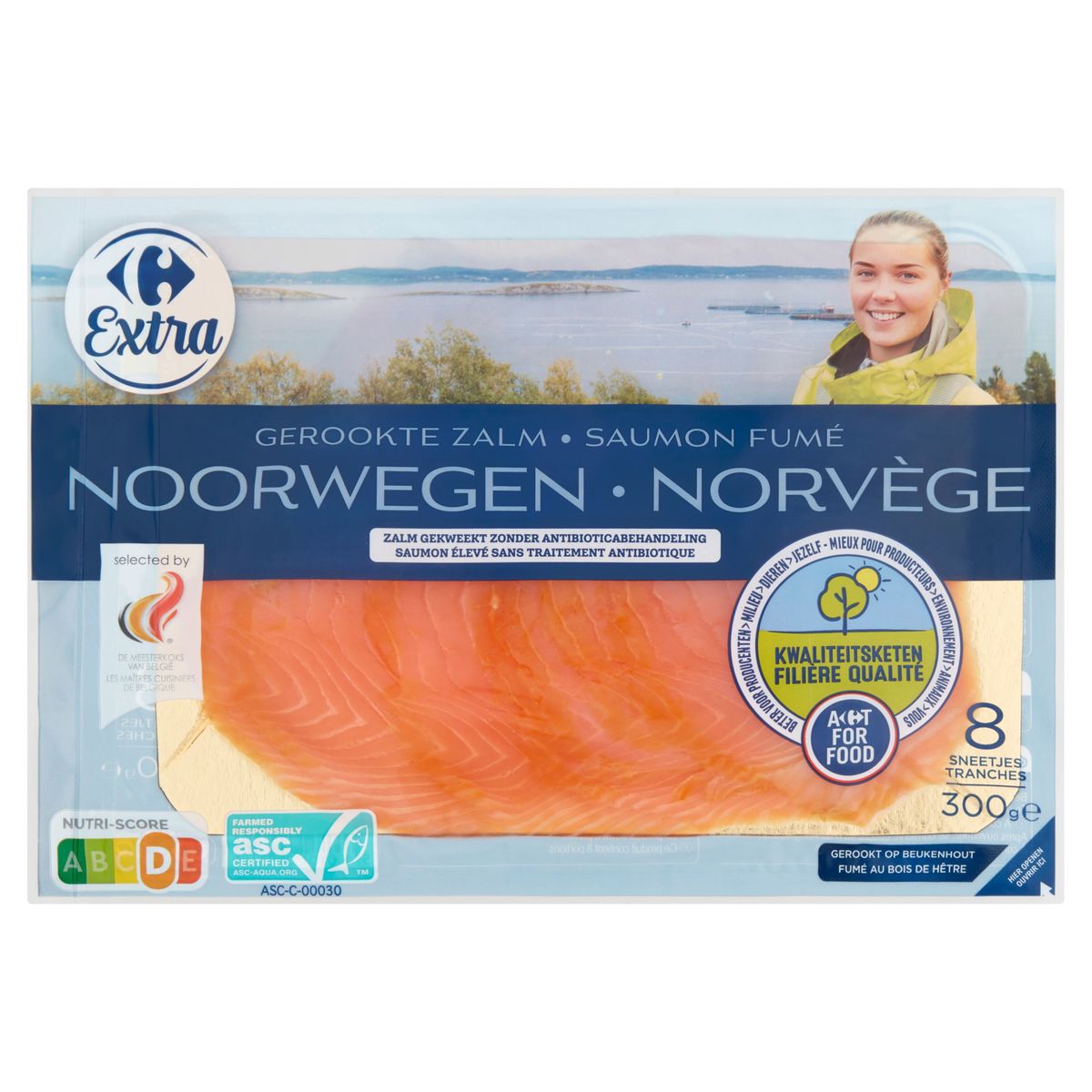 Carrefour Extra Saumon Fumé Norvège 8 Tranches FQC 300 g