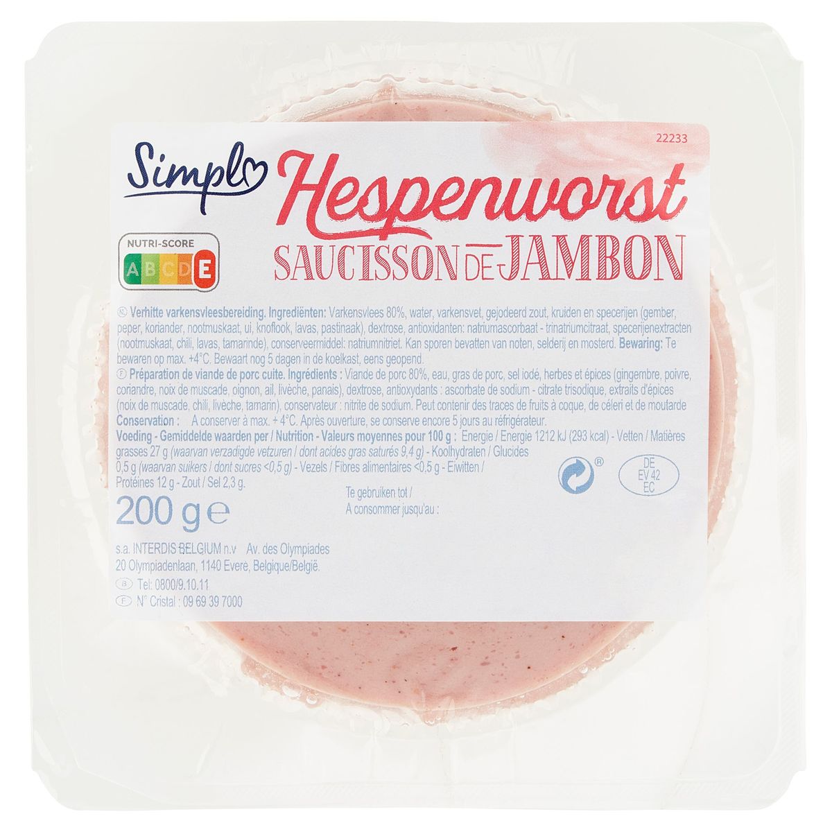 Simpl Saucisson de Jambon 200 g