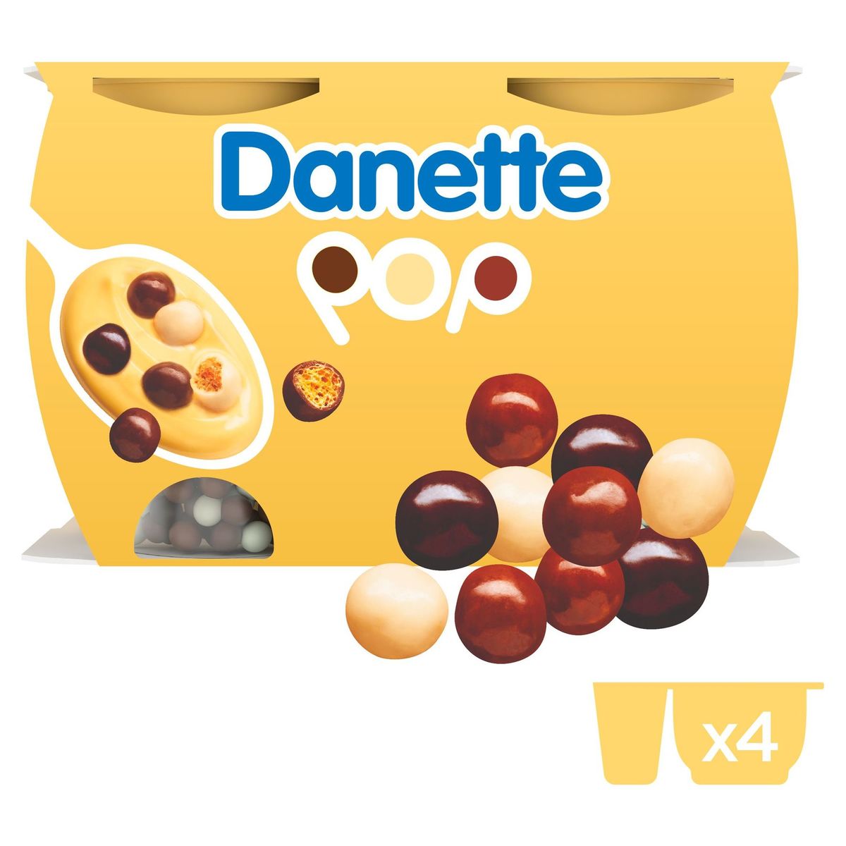 Danette Pop Crème Dessert Saveur Vanille & Billes 3 Chocos 4 x 117 g