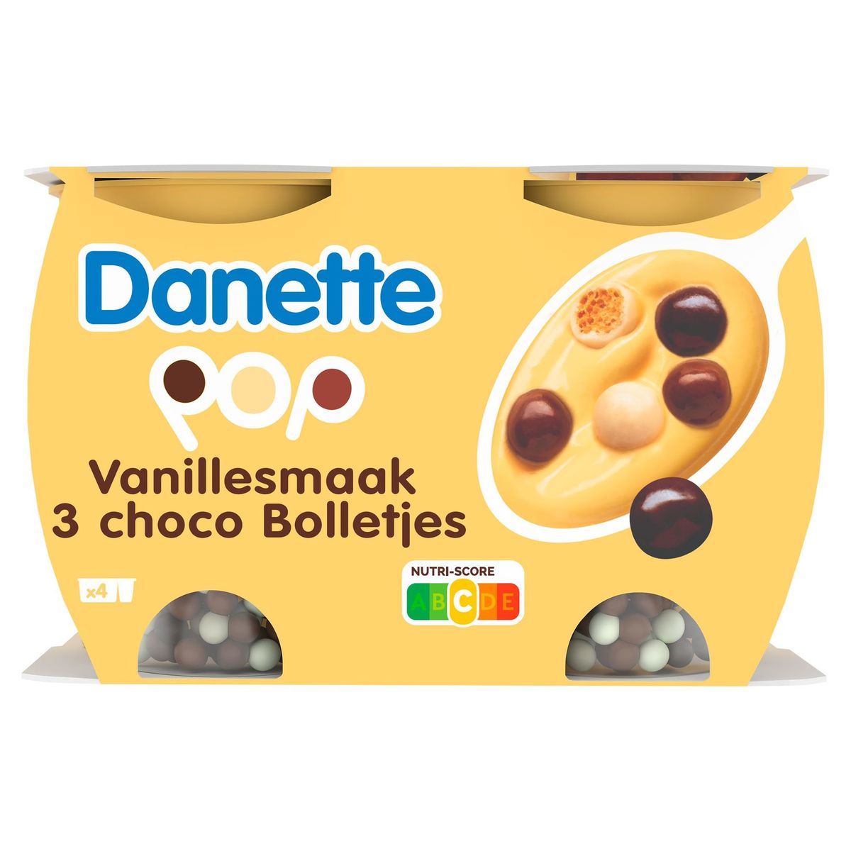 Danette Pop Crème Dessert Saveur Vanille & Billes 3 Chocos 4 x 117 g