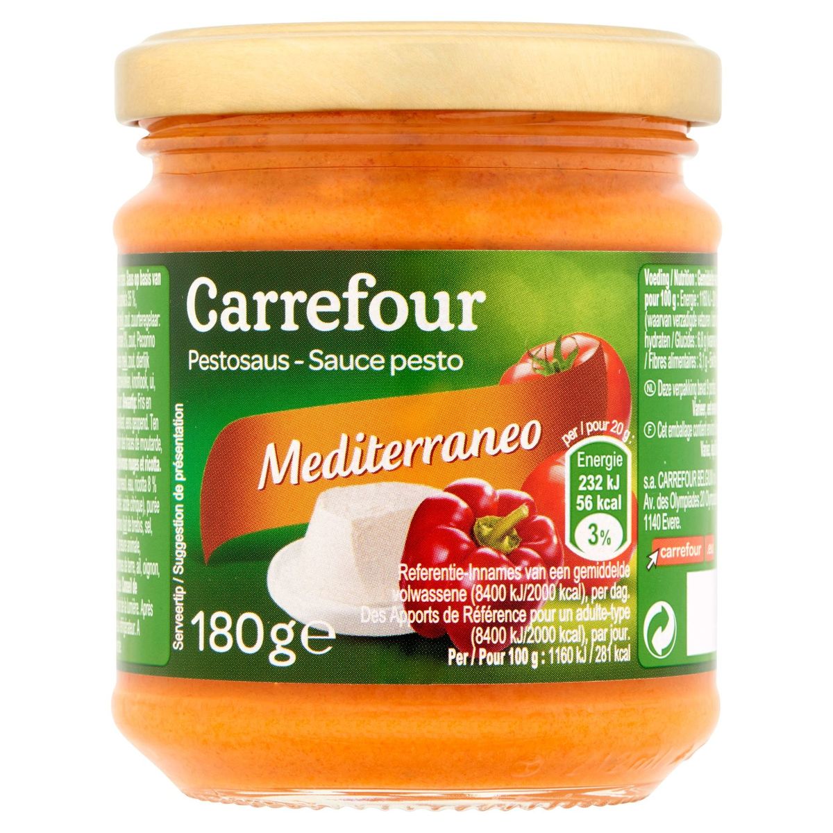 Carrefour Sauce Pesto Mediterraneo 180 g