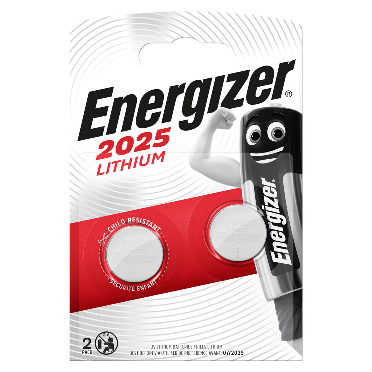 Energizer CR2025 Lithium 2 Piles Bouton 3V