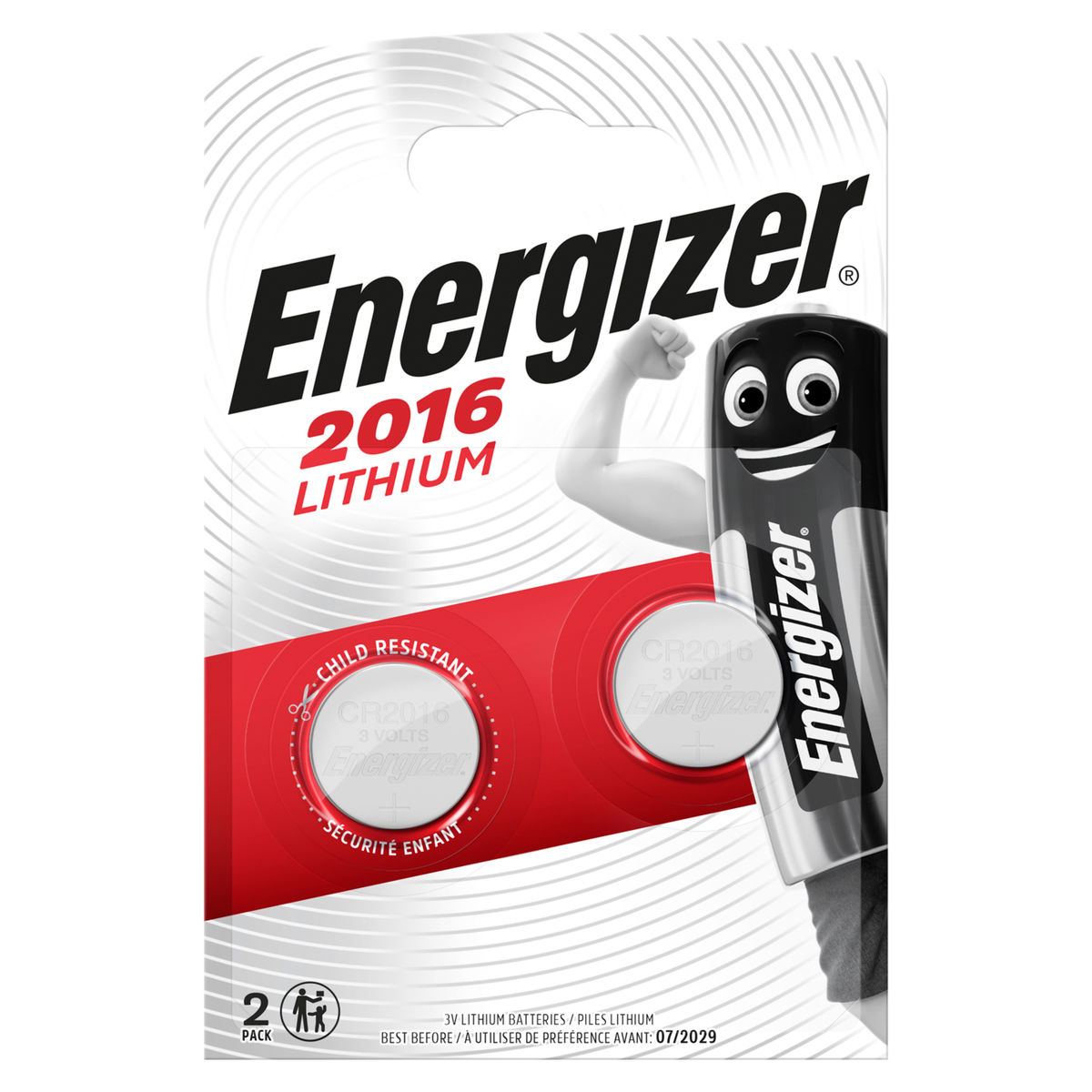Energizer CR2016 Lithium 2 Piles Bouton 3V