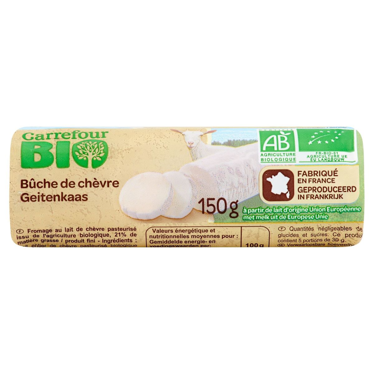 Carrefour Bio Bûche de Chèvre 150 g