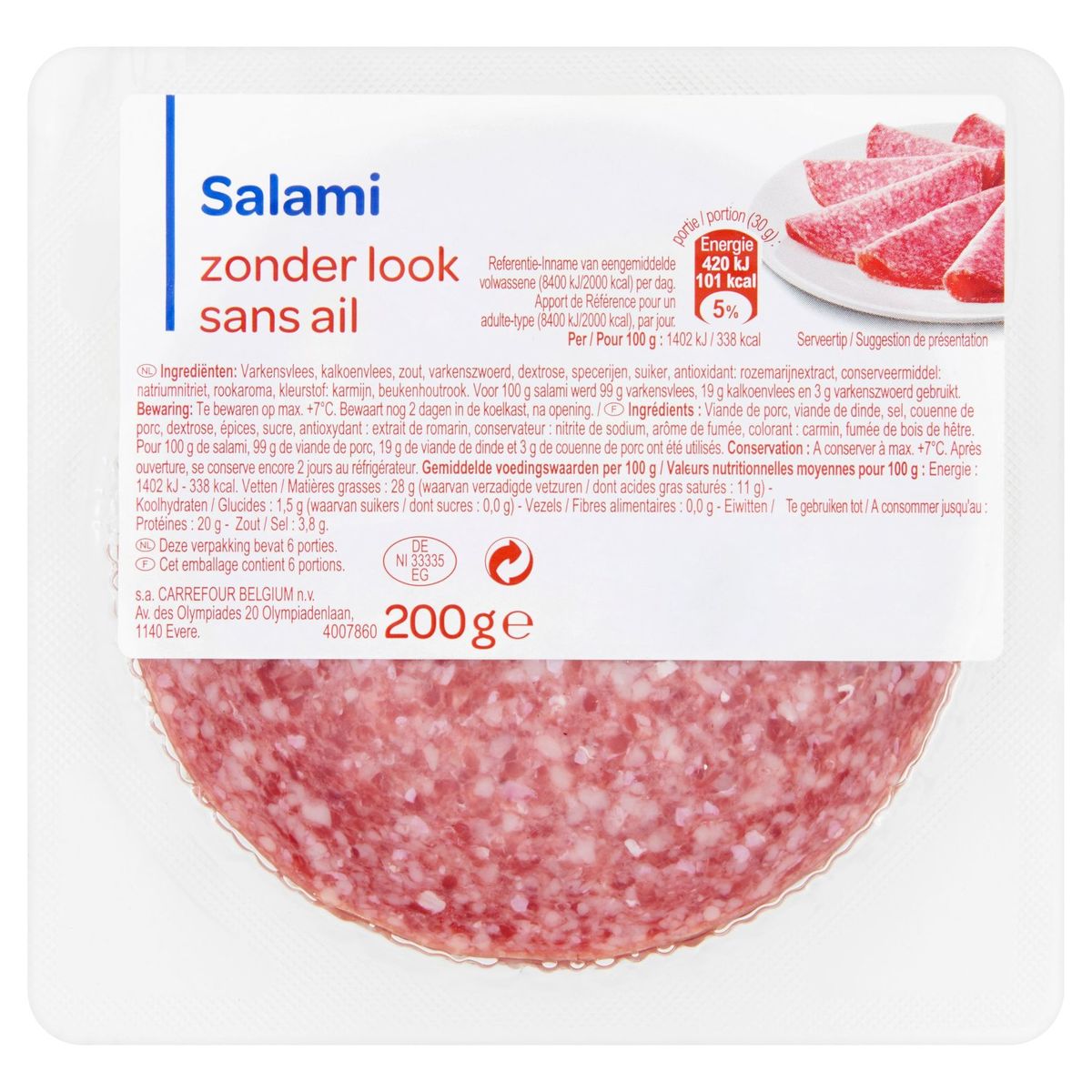 Carrefour Salami zonder Look 200 g