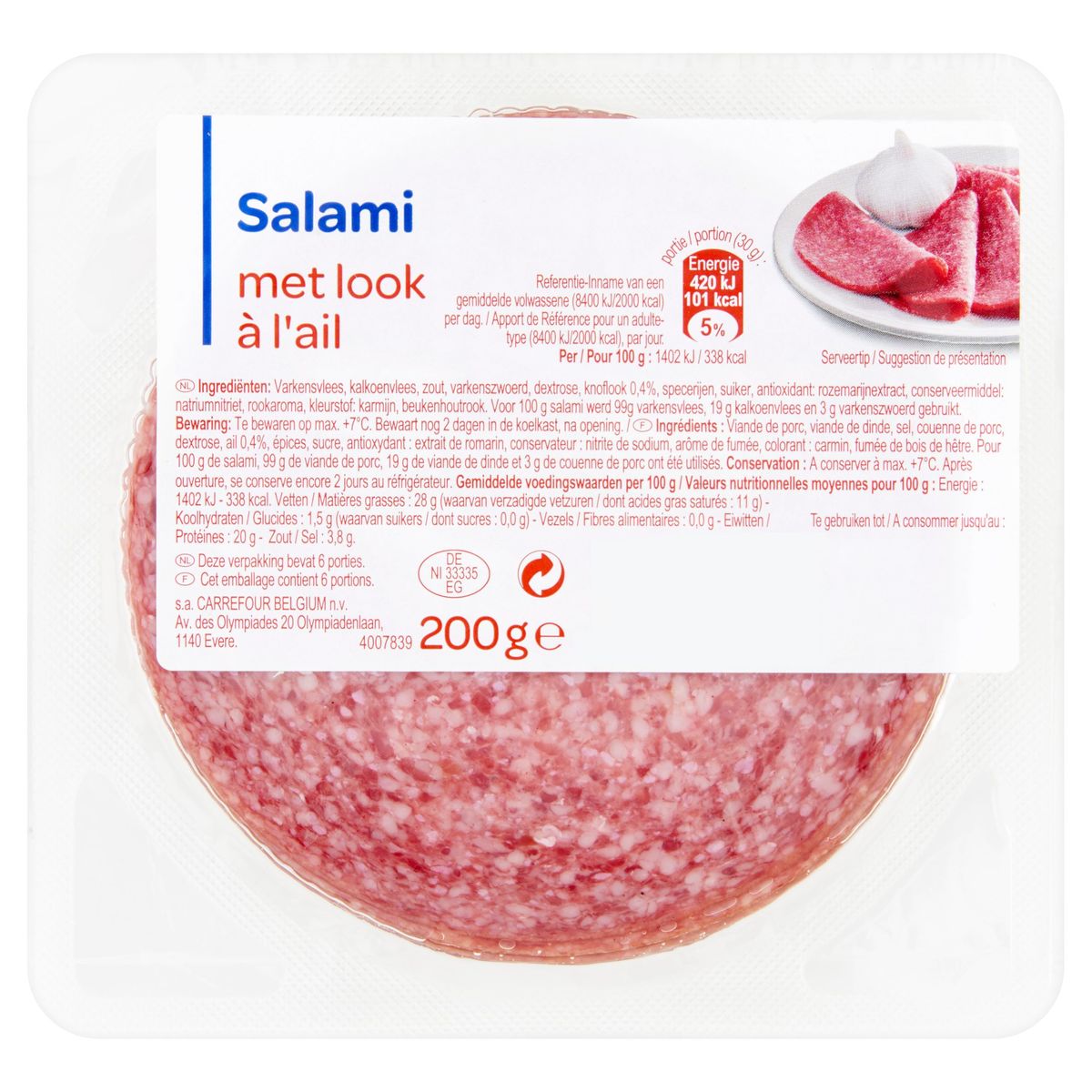 Carrefour Salami à l'Ail 200 g
