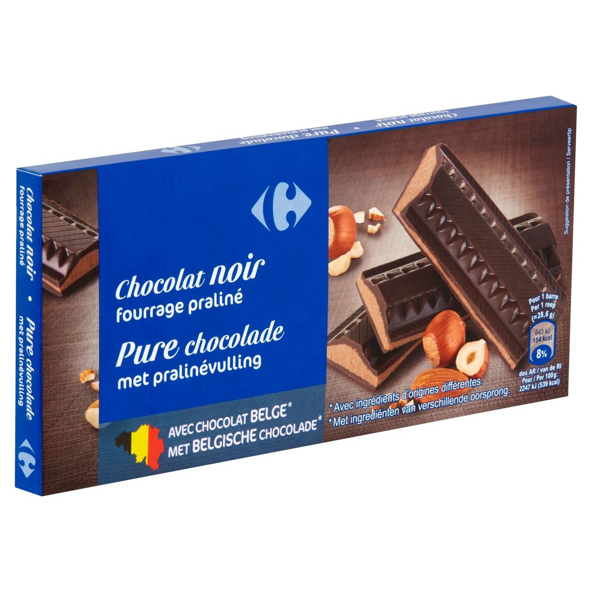 Carrefour Chocolat Noir Fourrage Praliné 200 g