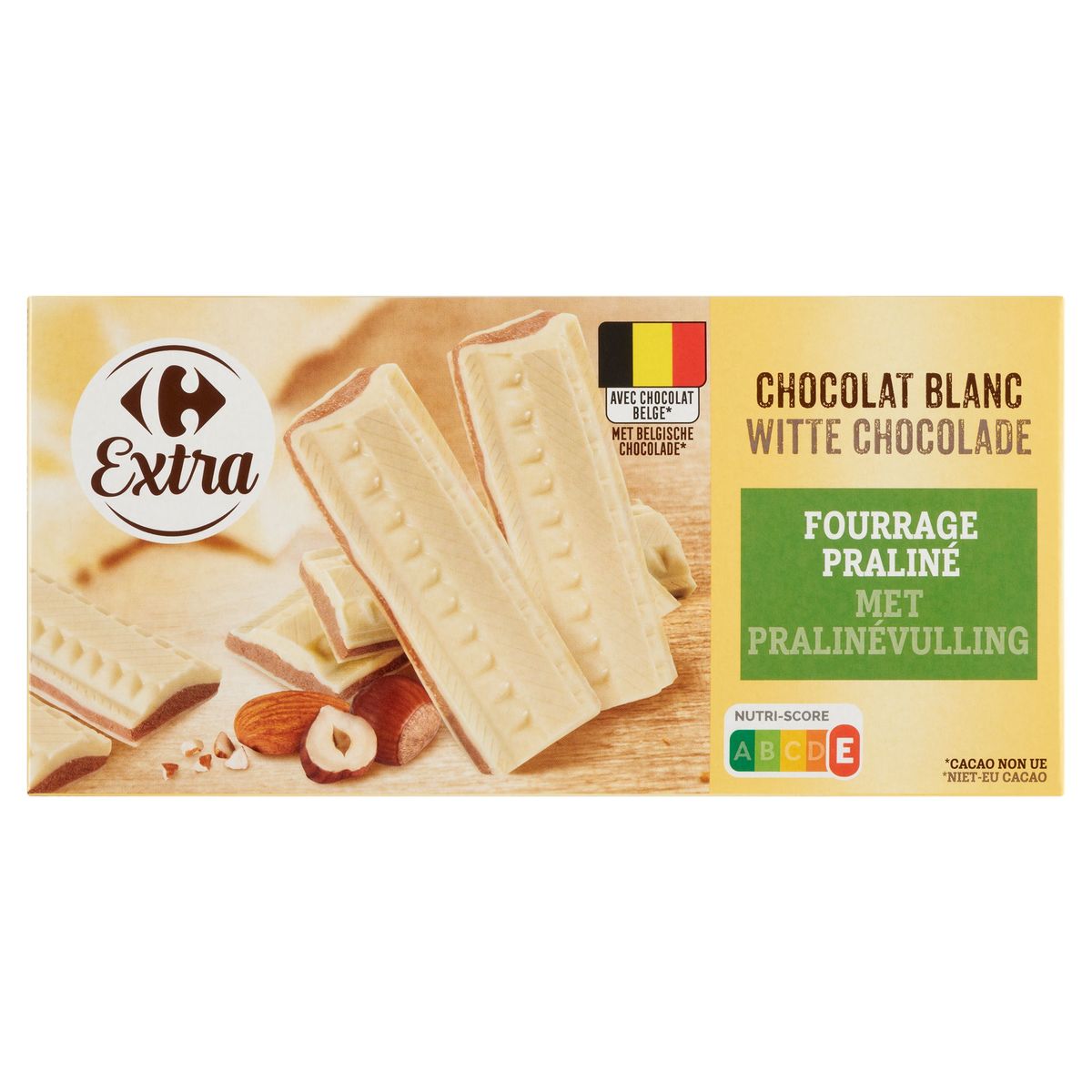 Carrefour Extra Chocolat Blanc Fourrage Praliné 200 g