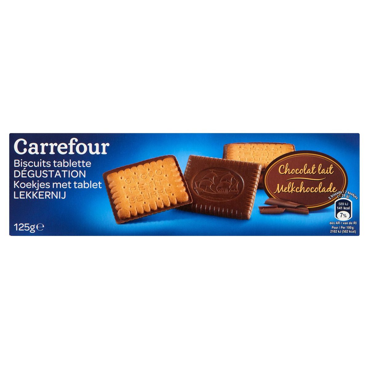 Carrefour Biscuits Tablette Dégustation Chocolat Lait 125 g