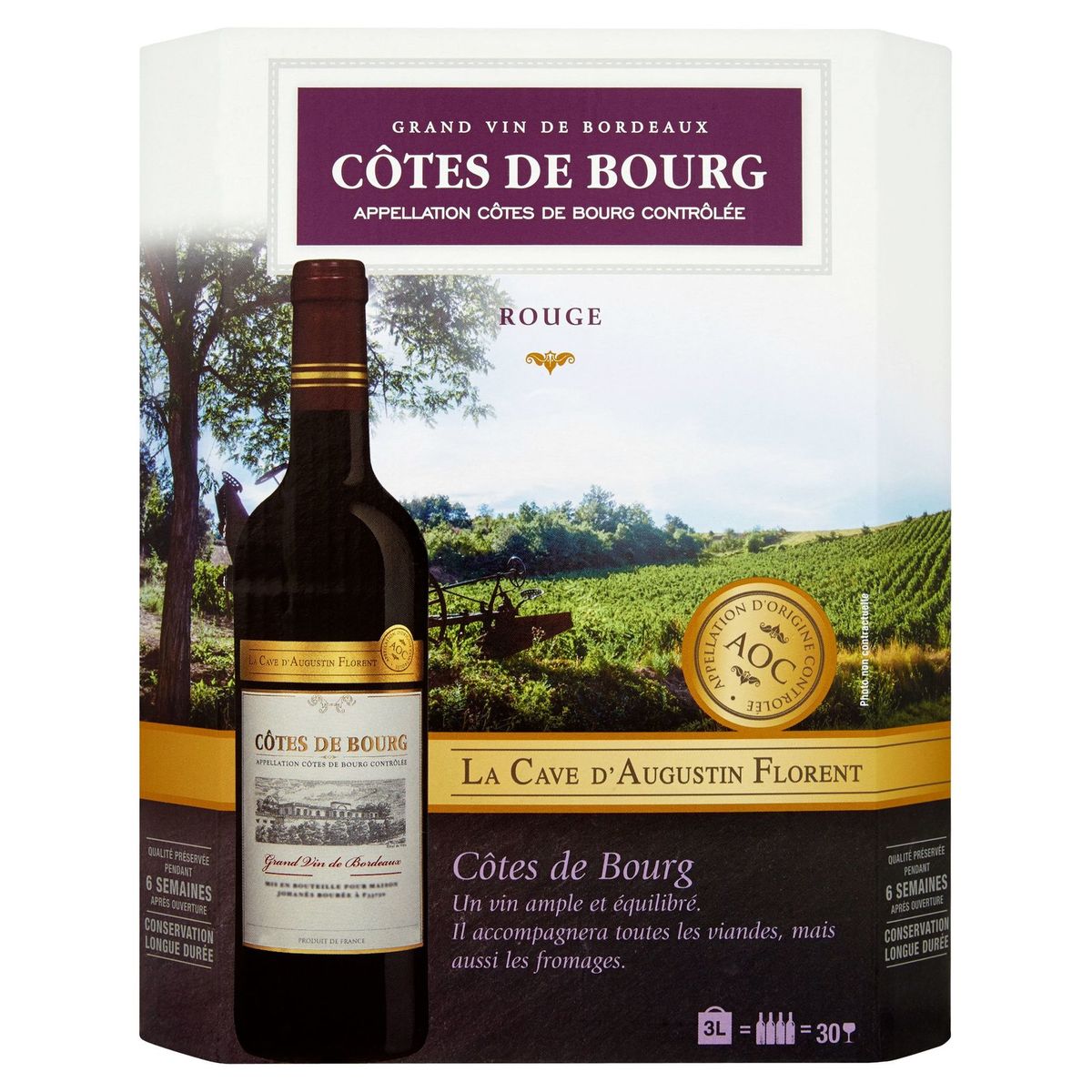La Cave d'Augustin Florent Côtes de Bourg Grand vin de Bordeaux rouge 3 L