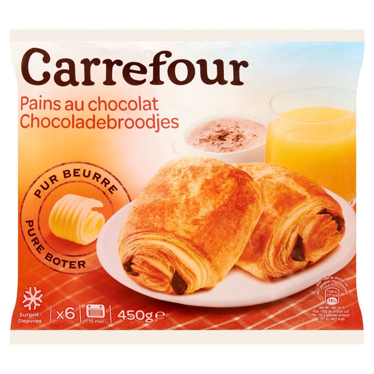 Carrefour 6 Pains au Chocolat Pur Beurre 450 g