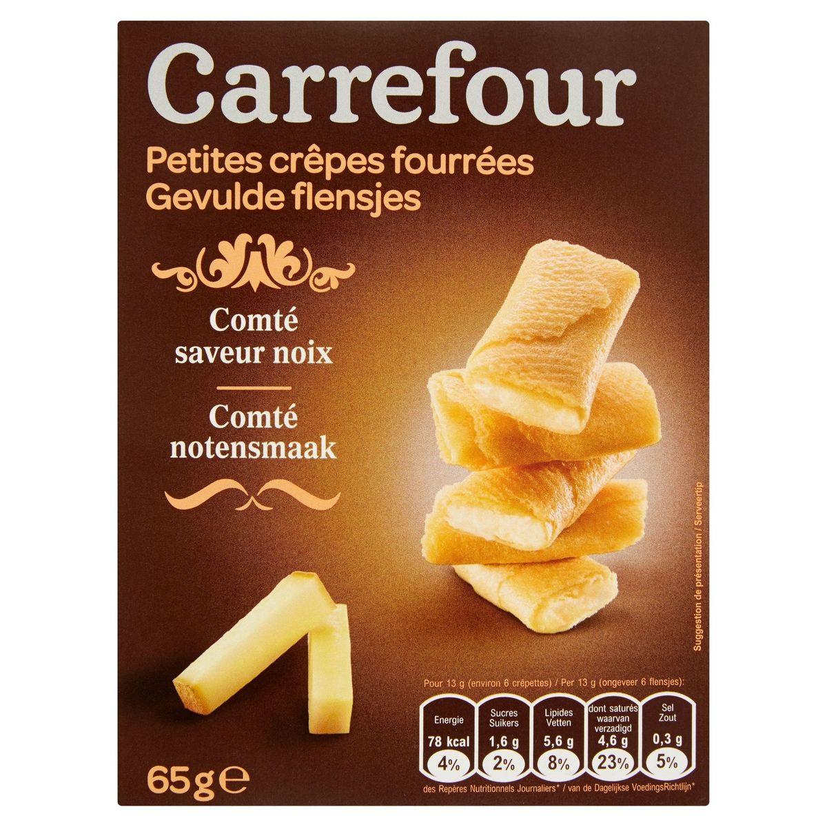 Carrefour Petites Crêpes Fourrées Comté et Saveur Noix 65 g