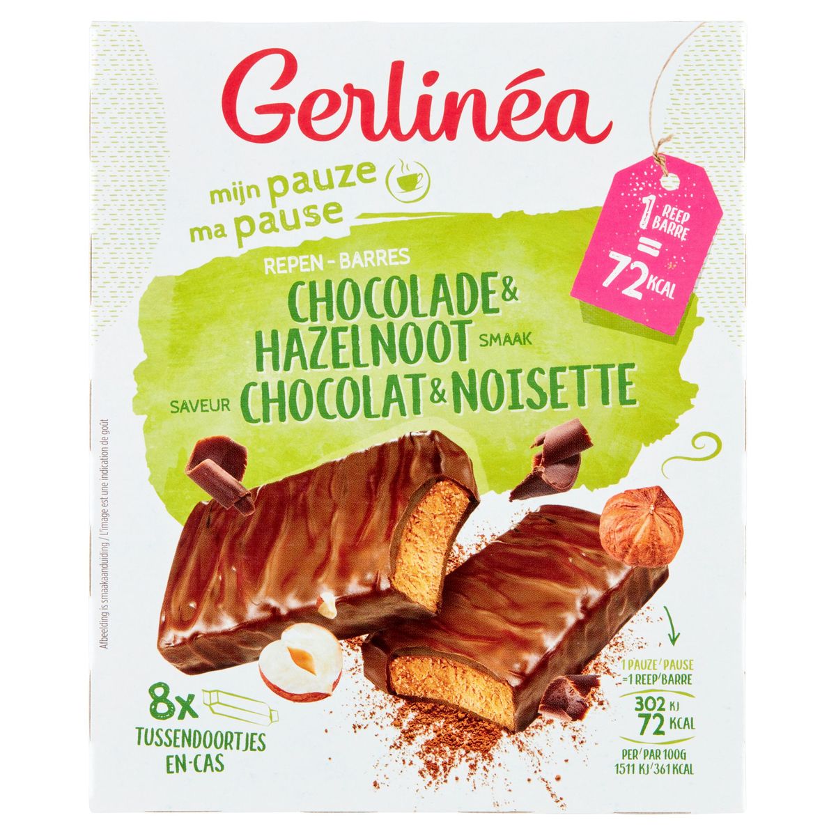 Gerlinéa Ma Pause Barres Chocolat & Noisette Saveur 8 x 20 g