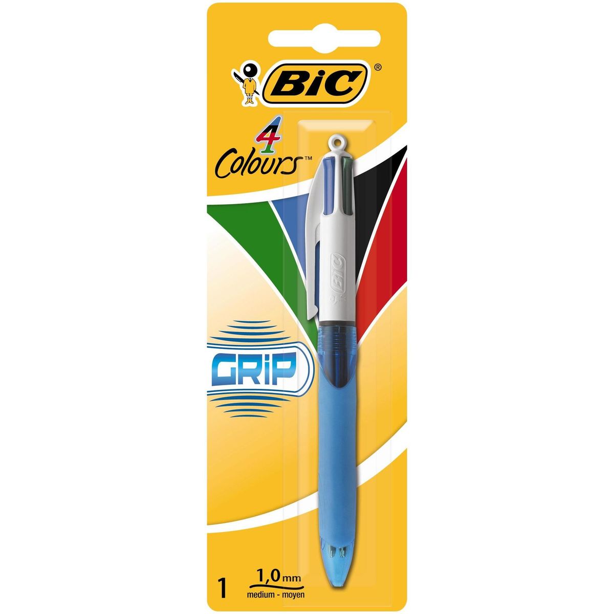Bic 4 Colours stylo-bille rétractable Grip confort 1mm