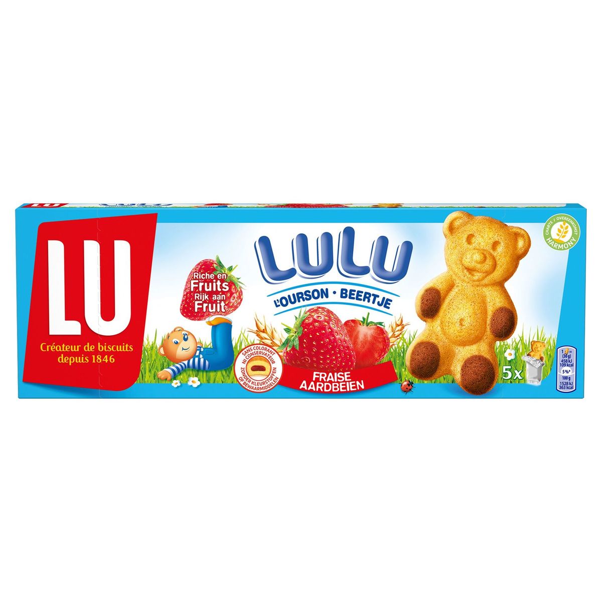 LU LuLu l'Ourson Cakes Biscuits Fraise 5 Sachets 150 g