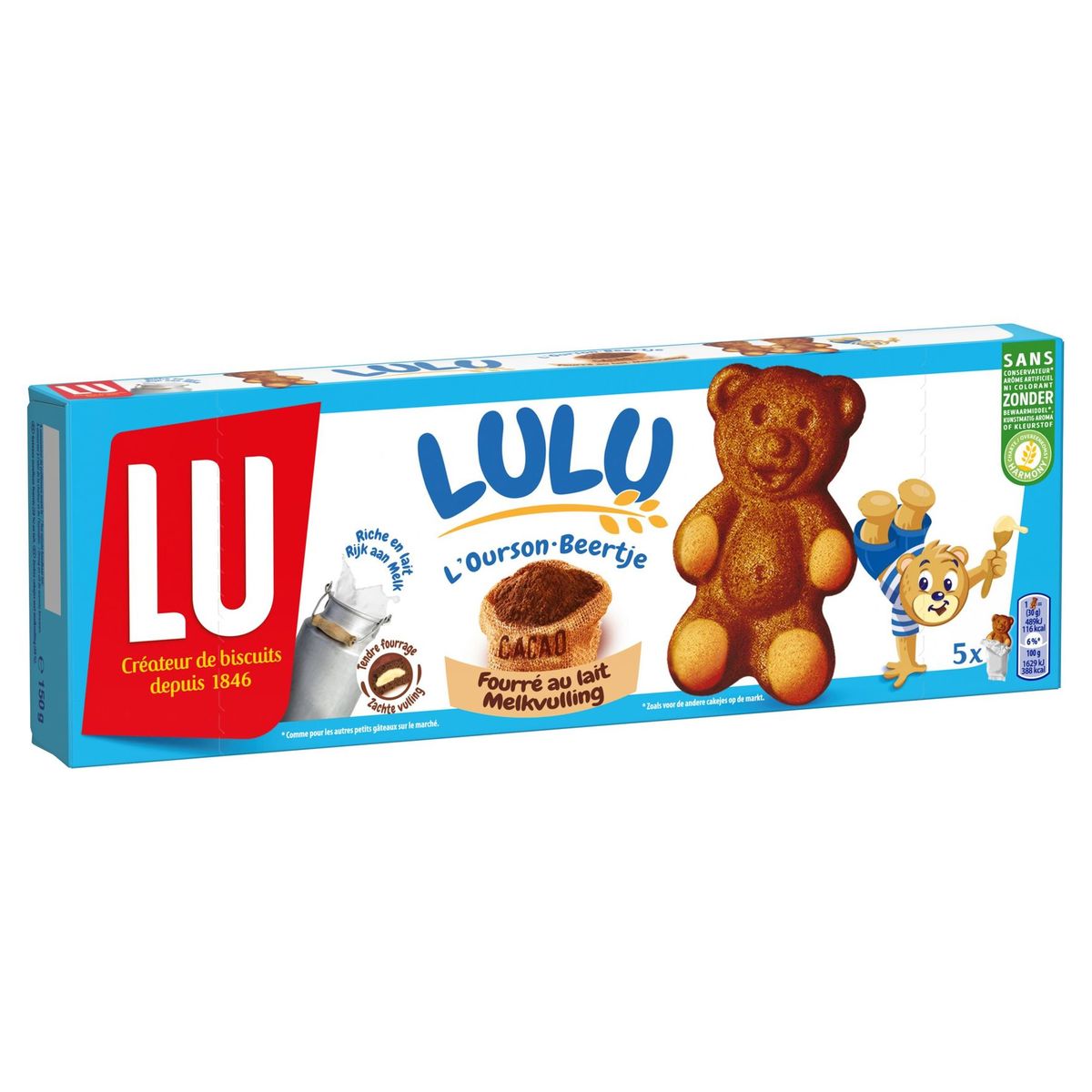 LU LuLu l'Ourson Cacao Biscuits Fourré Au Lait 150 g
