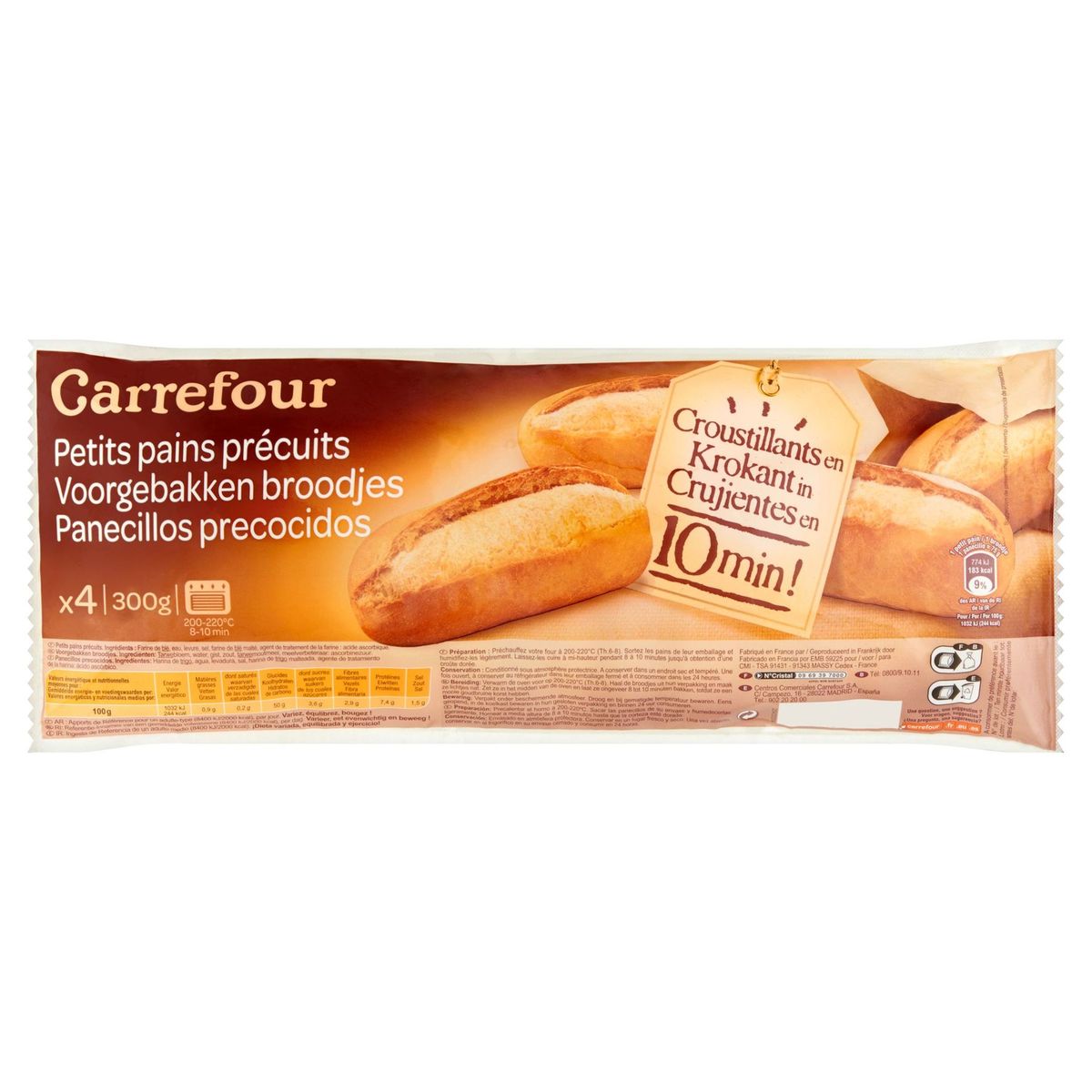 Carrefour Petits Pains Précuits 4 Pièces 300 g