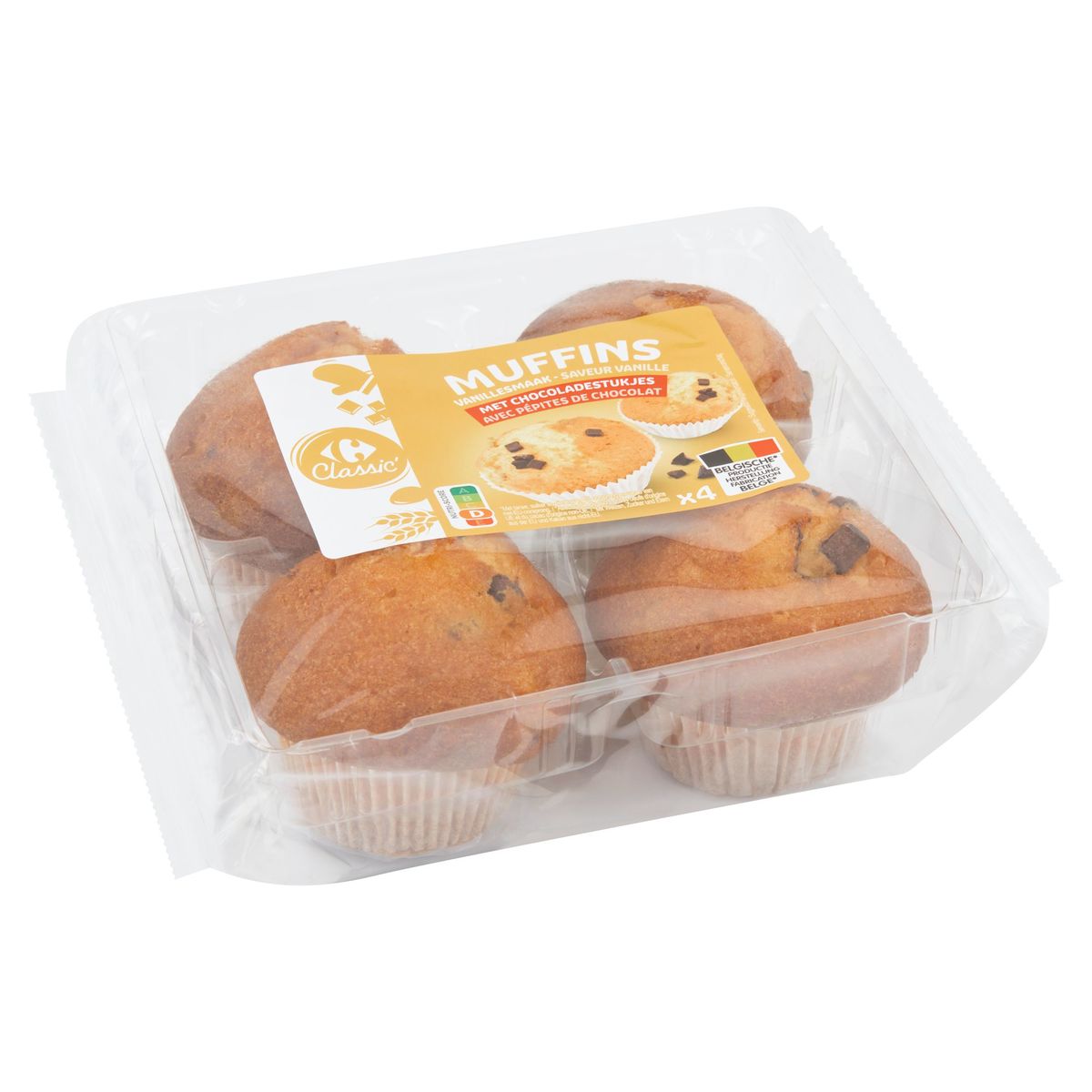 Carrefour Classic' Muffins Vanille avec Pépites de Chocolat 4 x 75 g